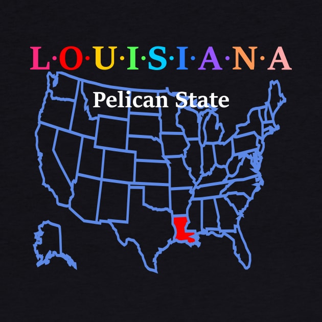 Louisiana, USA. Pelican State. With Map. by Koolstudio